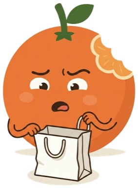 Il·lustracio d'una naranja mirant dins una bossa de la compra, metafora de la borsa docent.