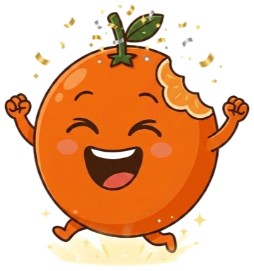 Il·lustracio d'una naranja celebrant amb confetti daurat un canvi permanent de desti.