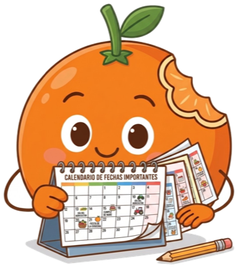 Il-lustracio d'una naranja amb calendar de dates importants del proces.